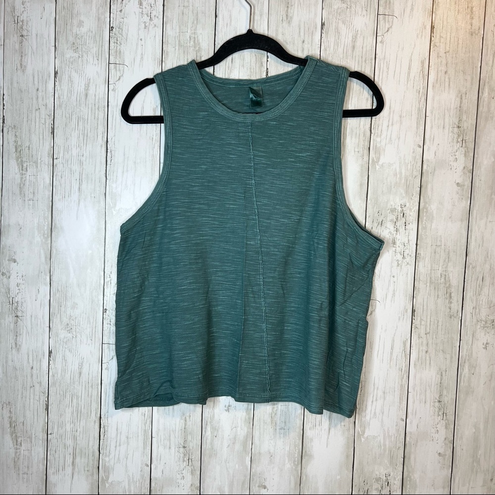 Alternative Crop High Neck Tank Large Green Crew Neck